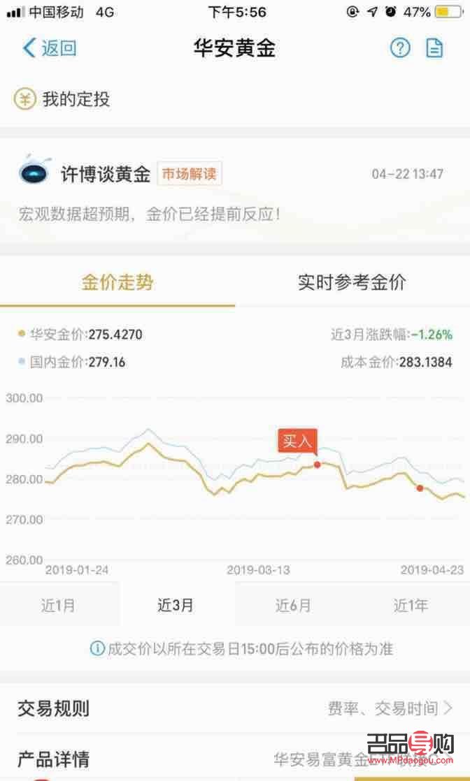 华安黄金今日行情分析