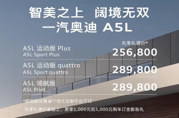 一汽奥迪双车战略发力：A5L豪华B级车25万起售，Q6L e-tron刷新电动车安全标准