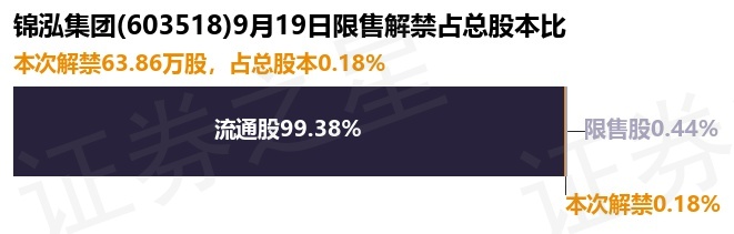 锦泓集团（603518）63.86万股限售股将于9月19日解禁，占总股本0.18%