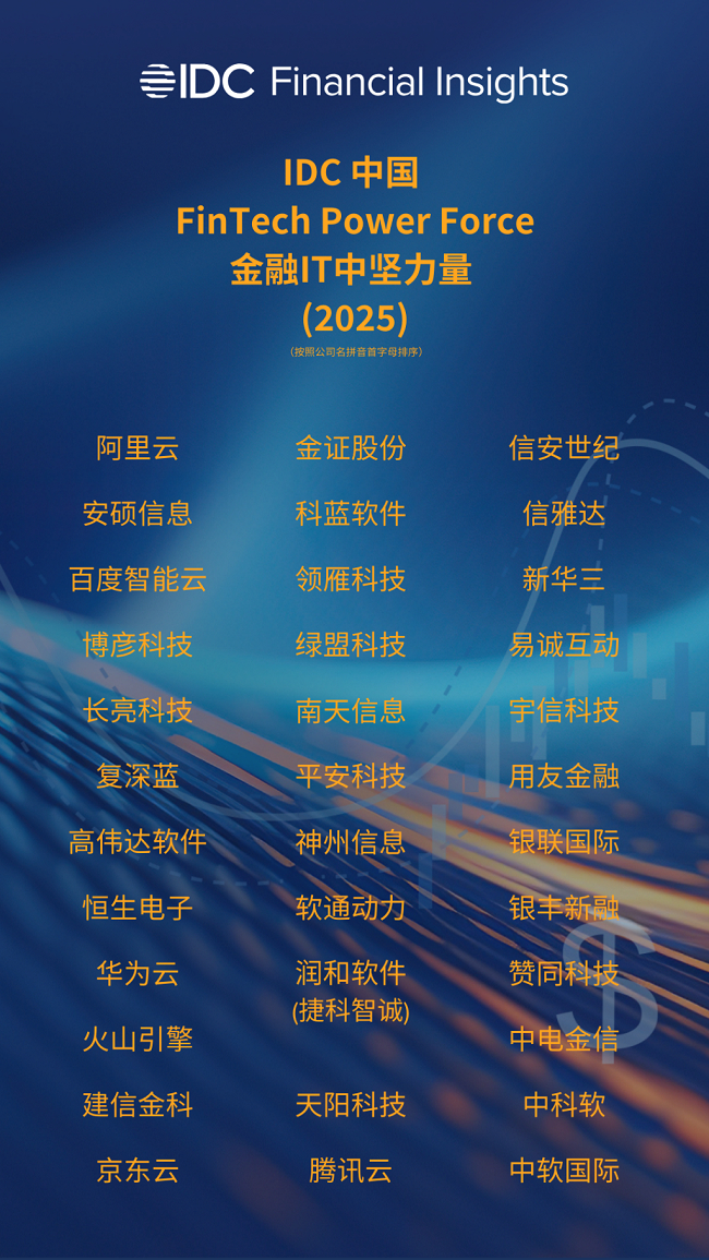 领雁科技连续入围IDC中国金融IT中坚力量2025榜单
