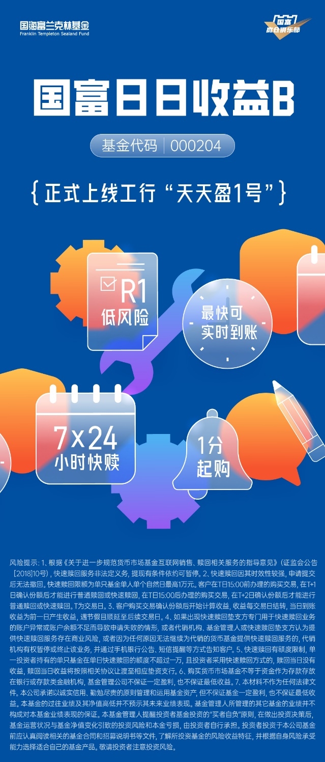 工行“天天盈”扩容，国富日日收益B正式上线