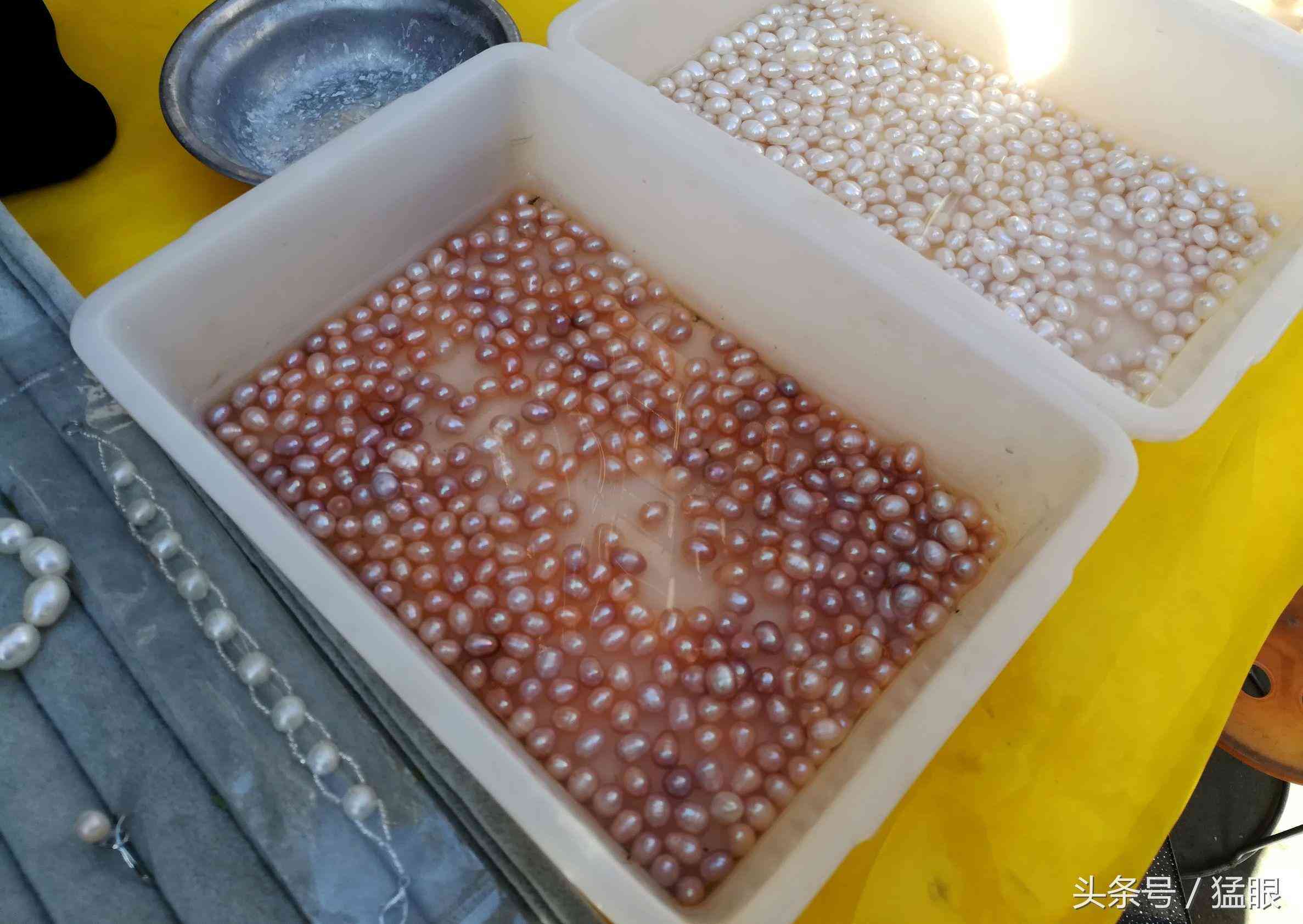 老人街头卖北海珍珠，一颗两元现拨现卖现加工，市民围观只看不买