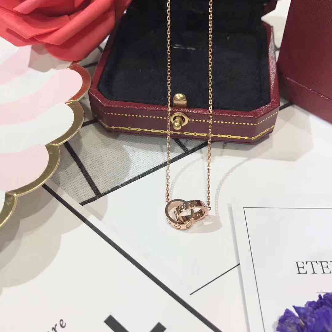 「定制款」卡地亚LOVE双环无钻项链紧紧相扣的螺丝双环