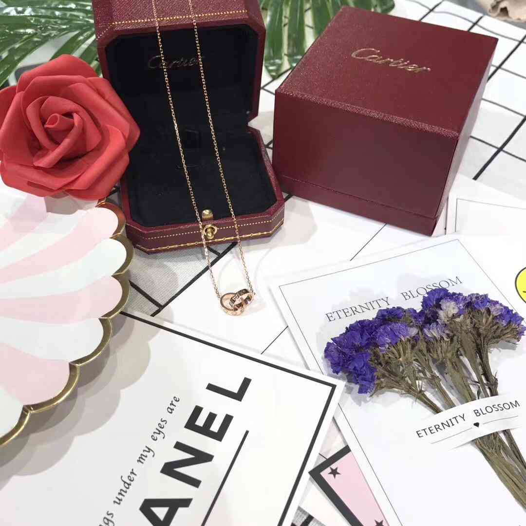 「定制款」卡地亚LOVE双环无钻项链紧紧相扣的螺丝双环