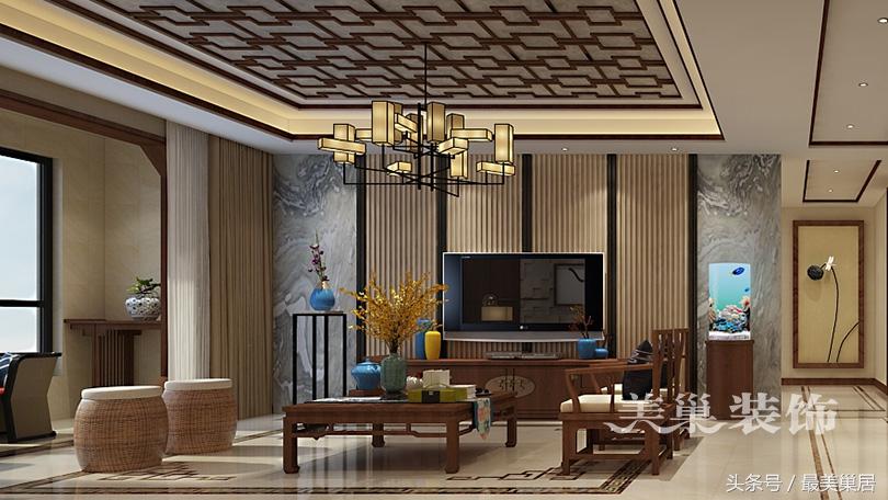 美巢山顶御景园188平装修样板间 当跃层洋房遇上中式摆件展示柜