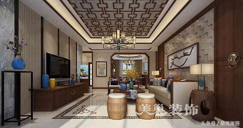 美巢山顶御景园188平装修样板间 当跃层洋房遇上中式摆件展示柜