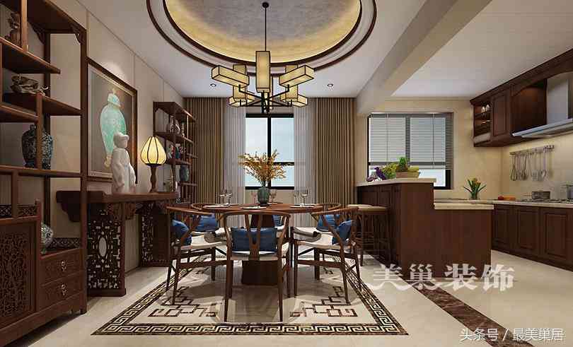 美巢山顶御景园188平装修样板间 当跃层洋房遇上中式摆件展示柜