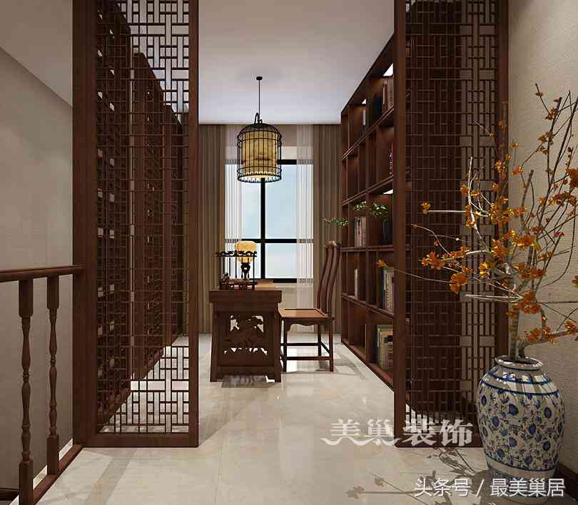 美巢山顶御景园188平装修样板间 当跃层洋房遇上中式摆件展示柜