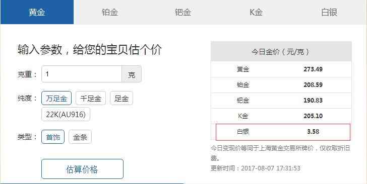 999白银回收价格(白银多少钱一克)插图