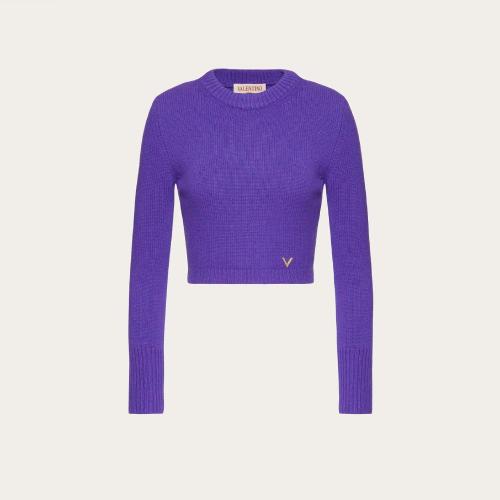  VALENTINO华伦天奴 22年秋冬 女士 针织衫 PULL V GOLD EN CACHEMIRE 1B3KC34I7EV817
