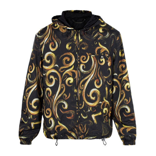 VERSACE/范思哲 男士拼色聚酯纤维经典巴洛克图案装饰长袖上衣外套连帽夹克 A73034-A219466-A732
