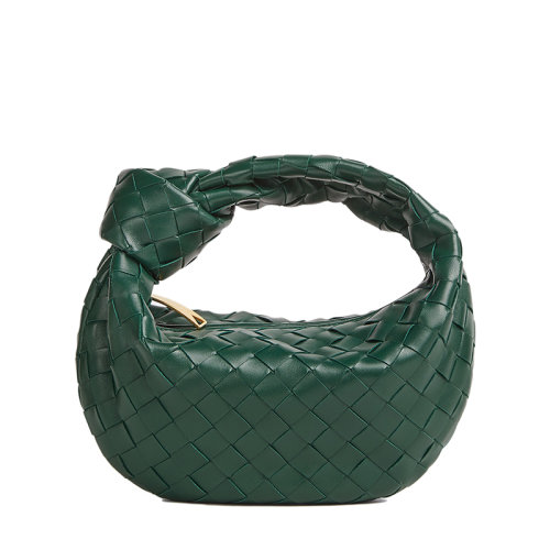 Bottega Veneta/葆蝶家 21新款JODIE系列 女士绿色羊皮小牛皮Intrecciato编织系结手提单肩包651876VCPP53035