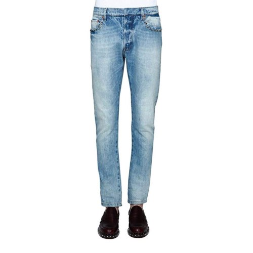  Valentino/华伦天奴 男士淡蓝色棉质牛仔裤 MV3DEC6J 2MU 518 PLFSX