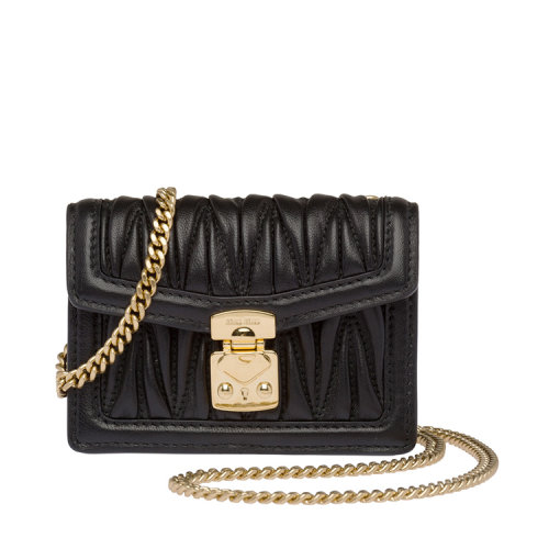 MiuMiu/缪缪 黑色 女士Matelassé软羊革迷你手包 5TT123_N88_F0002