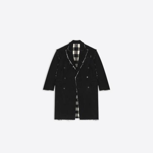  BALENCIAGA巴黎世家 22年秋冬 男士 大衣 Mens Raw Edge Coat in Black 704487TMU181070