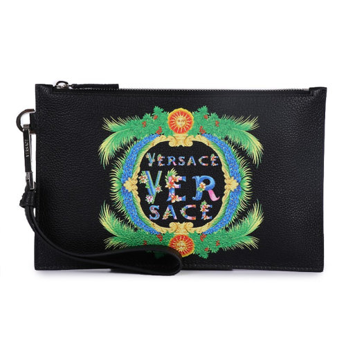 VERSACE/范思哲 男士 黑色牛皮印花图案手拿包 DP84725 DVSIG D41MP HJH0015X
