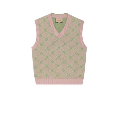  GUCCI古驰 22年秋冬 男士 羊毛提花针织马甲 695556 XKCCW 9884