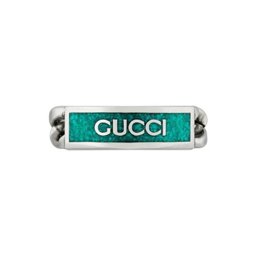  GUCCI古驰 22年秋冬 女士 饰珐琅Gucci标识戒指 678711 J8410 8183