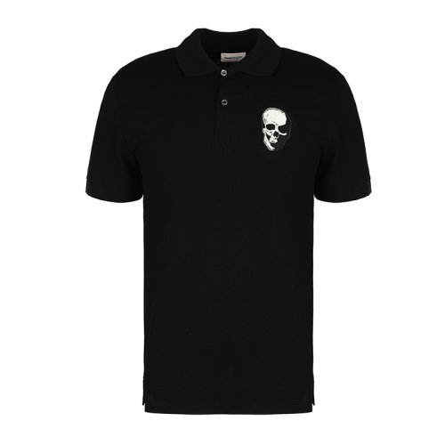 Alexander McQueen/亚历山大麦昆21春夏刺绣骷髅图案短袖T恤男士短POLO衫650418QQX33