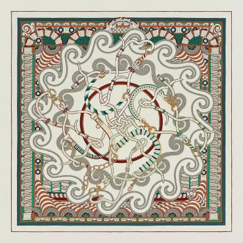  HERMES爱马仕 22年秋冬 女士 披肩 Chale 140 Harnais en Rosace H243853S 03