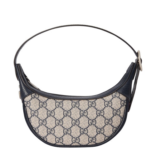 Gucci/古驰 22春夏新款Ophidia系列 女士迷你米色/蓝色提花帆布红蓝织带双G老花腋下包 65855196IWN4076