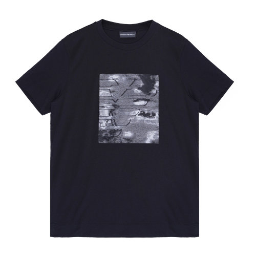 Emporio Armani 男士 黑色 水墨图案印花短袖T恤 6H1TS9-1JDXZ-0999