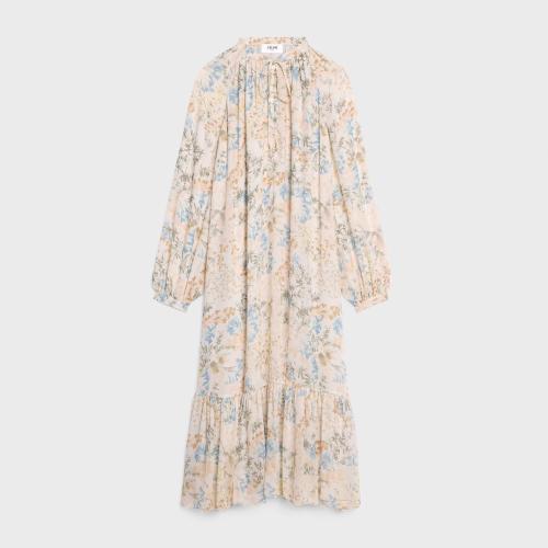  CELINE赛琳思琳 22年秋冬 女士 连衣裙 桑蚕丝乔其纱民族风连衣裙 2R92C386P.11BT