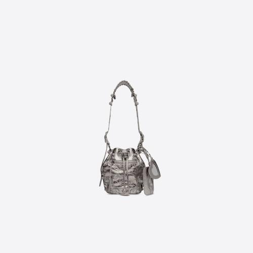  BALENCIAGA巴黎世家 22年秋冬 女士 单肩包 Womens Le Cagole Xs Bucket Bag Metallized With