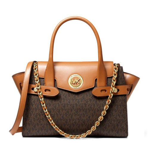 Michael Kors/迈克·科尔斯 女士单肩帆布手提包 30S0GNMS1B-BRNBRTRED