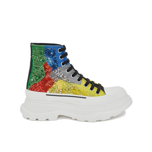 Alexander McQueen/亚历山大麦昆 22年秋冬新款 Tread Slick系列 女士多色纯棉蘑菇图案高帮运动鞋720870W4TGG1512