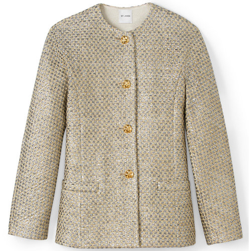 【21春夏新款】St. John/盛蔷 金银丝密镶针织女士夹克K6230N2