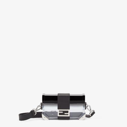  FENDI芬迪 22年秋冬 男士 单肩包 黑色透明有机玻璃手袋 7VA507AHUAF1GMD