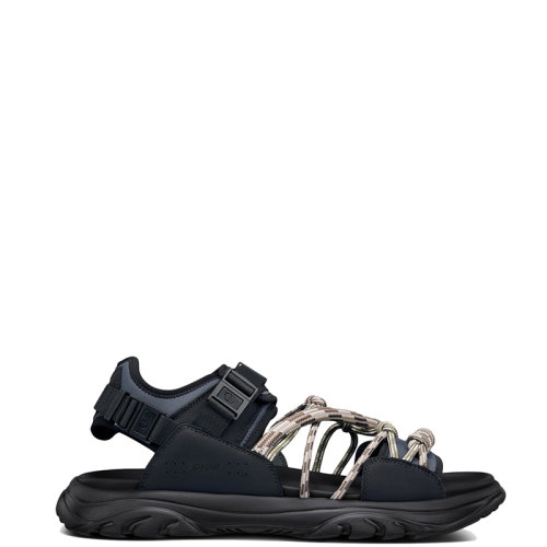 DIOR/迪奥 22年春夏新款 H-TOWN系列 男士黑色/灰色科技面料拼棕色磨砂牛皮革凉鞋3SA108ZPN_H961