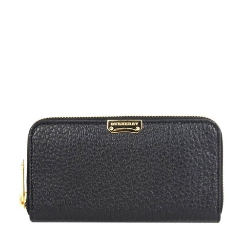 BURBERRY/博柏利 女士真皮黑色长款拉链钱夹钱包手拿包女包 3930674