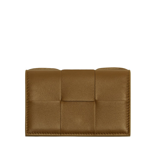 Bottega Veneta/葆蝶家 22春夏新款 女士橡果色Intreccio编织皮革卡包名片夹651396VCQC47745