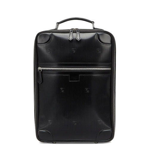 FENDI/芬迪   男士黑色小牛皮双拉链手提双肩旅行包7VZ062AG0RF0GXN