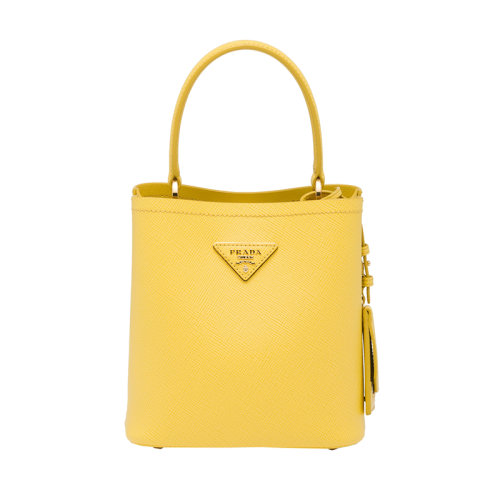 PRADA/普拉达 22新款 Panier系列 女士小号阳光黄saffiano皮革金色徽标磁扣拆卸肩带皮革手柄单肩手提斜挎包1BA217_2ERX_F0377_V_OOO