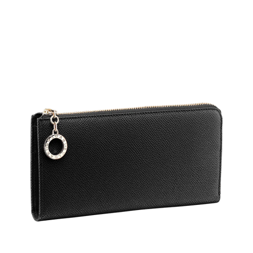 BVLGARI/宝格丽  BVLGARI BVLGARI系列 女士黑色粒面小牛皮徽标拉环拉链钱包280065