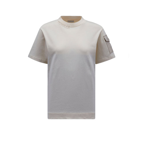 Moncler/蒙克莱 22年秋冬新款 女士珍珠象牙色棉质饰绗缝尼龙袖袋短袖T恤H20938C00003829HP213