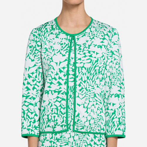 St.John/盛蔷绿色花卉提花女士夹克K6101K1