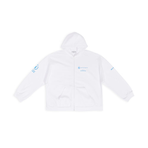 Balenciaga/巴黎世家 22年秋冬新款 WFP系列 女士白色纯棉中重抓绒宽松拉链连帽卫衣外套674728TMVL19086