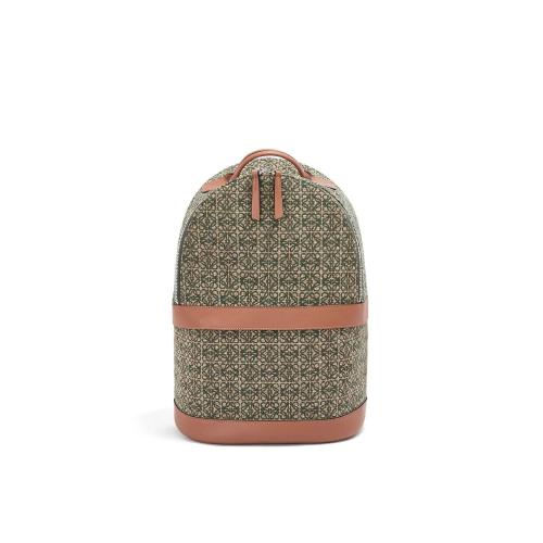  LOEWE罗意威 22年秋冬 男士 双肩包 Round backpack in Anagram jacquard and calfskin B92627
