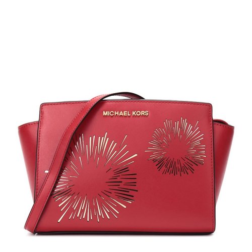 MichaelKors/迈克·科尔斯 Selma系列 女士牛皮大号印花邮差包单肩斜挎包