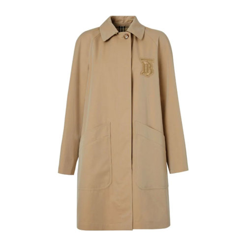 BURBERRY 博柏利 巴宝莉 女士 服装  卡其色翻领口袋棉质大衣外套 女士大衣