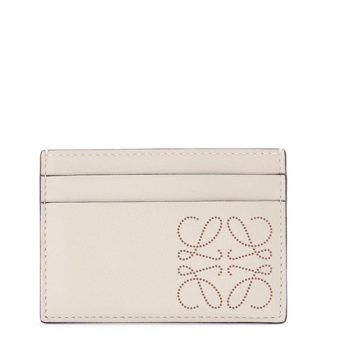 LOEWE/罗意威 20  Brand系列 女士浅燕麦色/棕褐色经典小牛皮切割徽标卡片夹0010593333