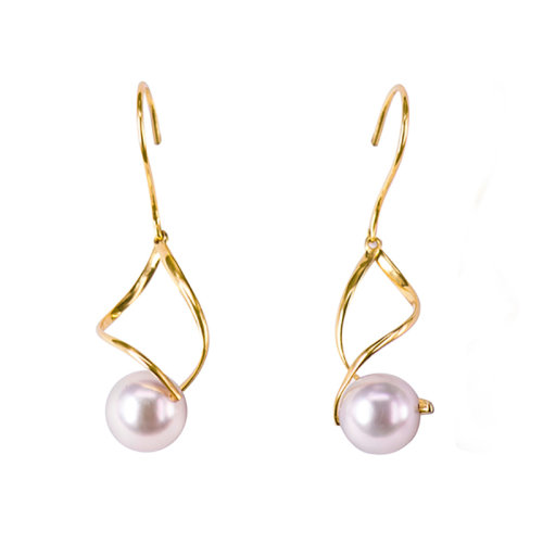 zhuella/珠艾乐 DNA爱情基因系列 日本akoya海水珠18k金DNA造型耳环