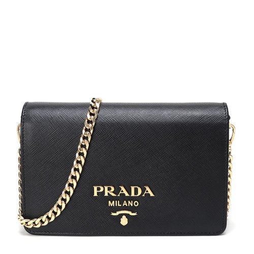 PRADA/普拉达  女士十字压纹牛皮经典LOGO皮革链条包单肩包斜挎包翻盖包女包 多色可选