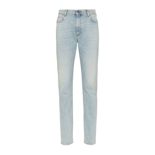 GUCCI 古驰  女装 服饰 浅蓝色棉质直筒修身长裤女士牛仔裤