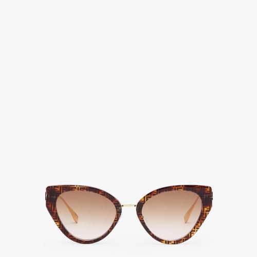  FENDI芬迪 22年春夏 女士 太阳眼镜 FF雪茄棕_纤维材质金属太阳镜 FOL007OUBF1FV9