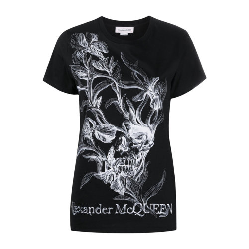 Alexander McQueen/亚历山大麦昆 女装 服装 棉质骷髅头印花 女士短袖T恤
